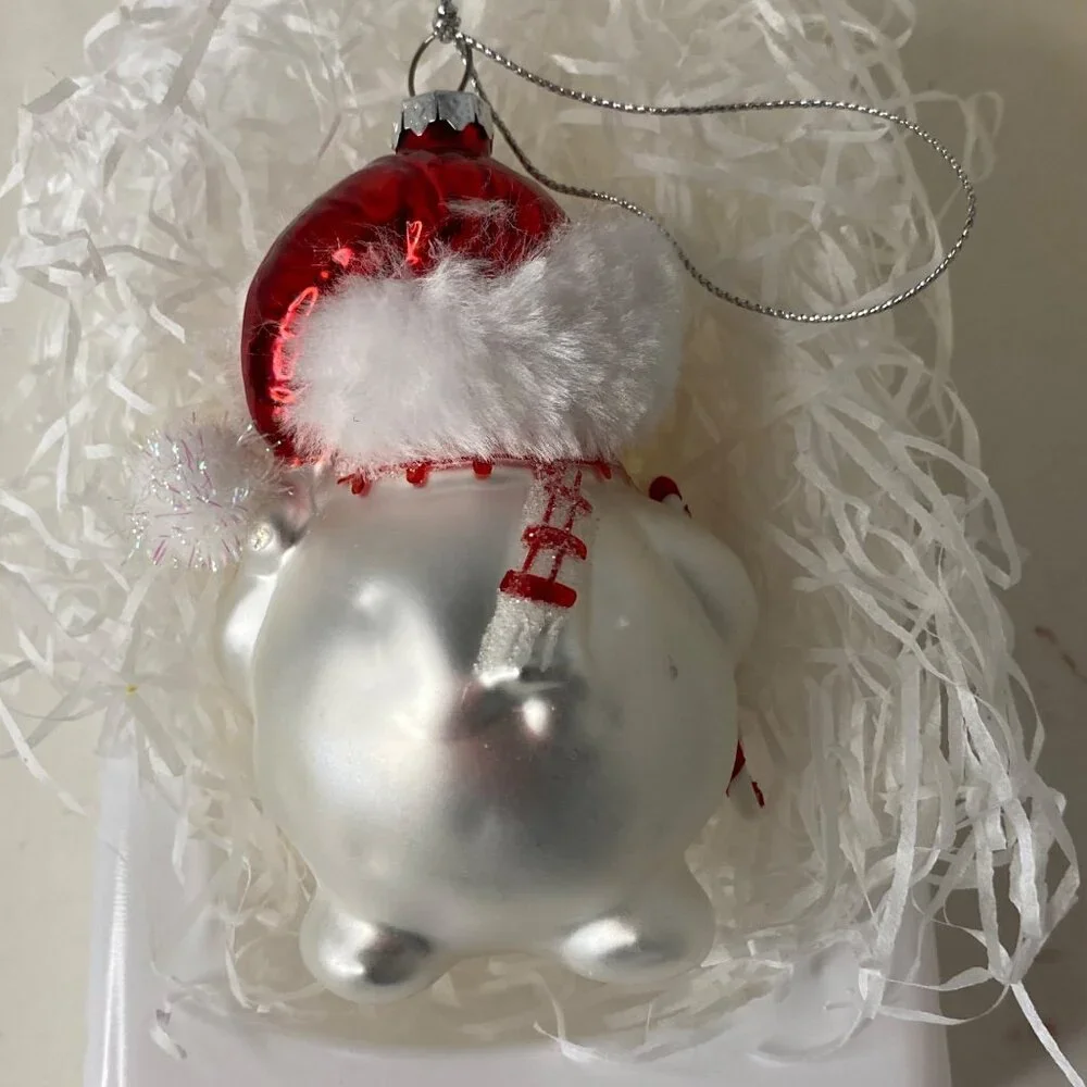 Silverado Handcrafted Blown‎ Glass Snowman Christmas Ornament Red Hat Poland